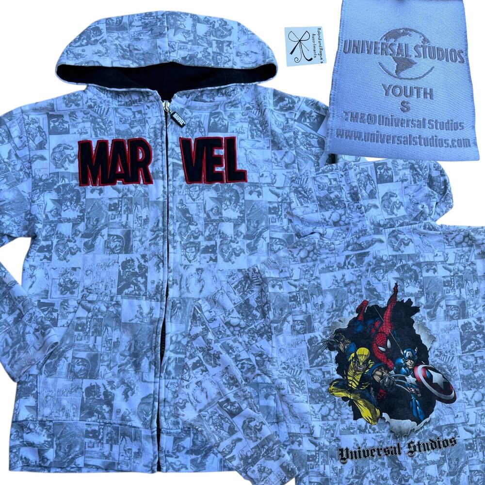 Universal Studios Marvel Zip-up Hoodie Sweatshirt Youth Sz S